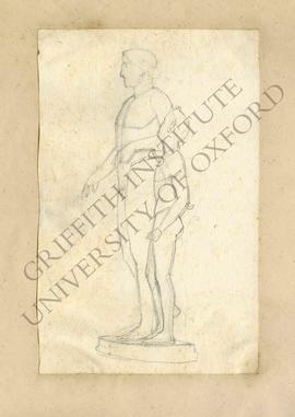 Three-quarter view of of free-standing group of statue of nude Dionysus and young nude satyr (Nap...