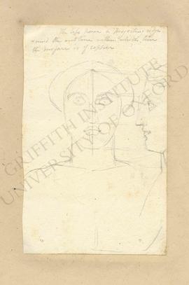 Frontal and profile view of sculptural head and upper torso (Naples, not identified)