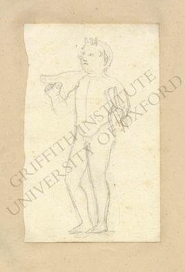 Free-standing bronze statuette of young satyr holding wine sack and rhyton (Naples, Museo Archeol...